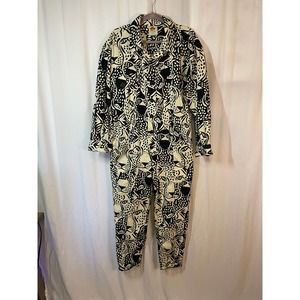Farm Rio Midnight Leopard Jumpsuit Canvas Women's Size Medium Missing Belt